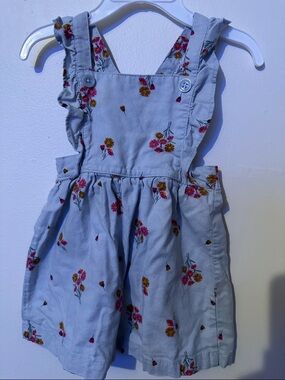 Carter's Light Blue Floral Overall Dress